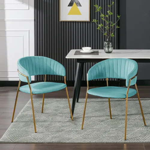 Miniatura 2 de Okeysen Juego de 4 sillas de comedor, sillas de cocina de terciopelo con patas de metal dorado, silla tapizada para cocina y comedor, silla