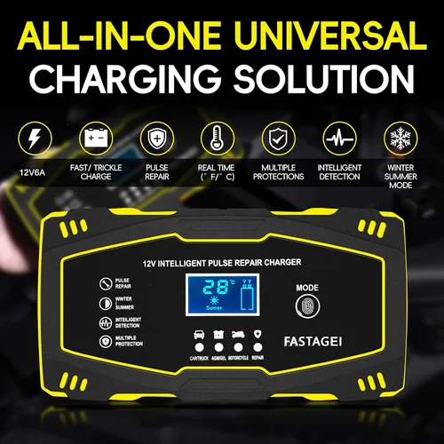 Miniatura 3 de Cargador de batería de 6 amperios, cargador de batería portátil de plomo de 12 V 6 A, cargador de batería de 4 etapas, mantenimiento de batería