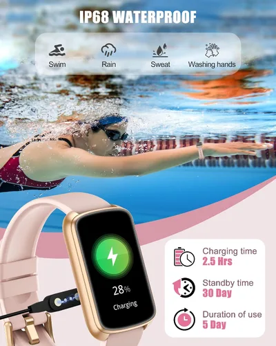 Miniatura 8 de Monitor de actividad física, reloj inteligente para mujeres y hombres con monitor de frecuencia cardíaca, presión arterial, oxígeno en sangre