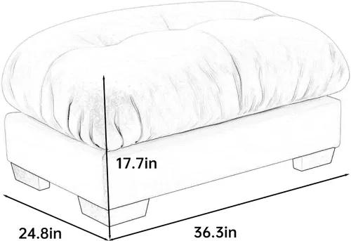 Miniatura 2 de Reposapiés Otomano Tapizado de Terciopelo con Cojín para Sofá Seccional Sofá 300 libras para Sala de Estar (Beige)