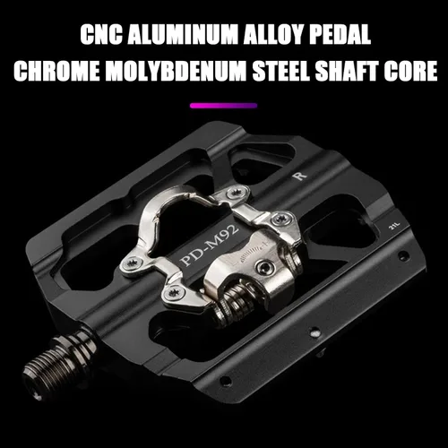 Miniatura 2 de Pedales de bicicleta de montaña Sistema SPD Dual Función CNC Aluminio Bicicletas Ampliar Pedales DU Cojinete Accesorios con tacos para Carretera MTB