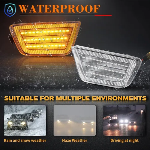 Miniatura 6 de POPMOTORZ Luces LED de posición laterales para parachoques delantero, lámparas de señal de giro ámbar compatibles con Chevy Cruze 2011-2015
