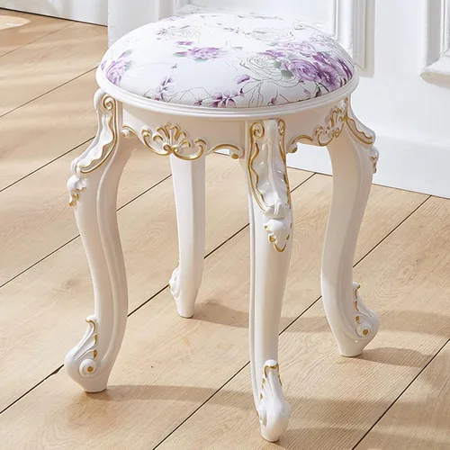 Miniatura 15 de Taburete de tocador, taburete de maquillaje, banco acolchado, asiento de piano en dormitorio, baño, pata de acero de plástico ABS, 16.9 in