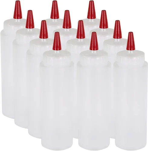 Miniatura 9 de Pinnacle Mercantile Paquete de 3 botellas exprimibles de condimentos de 8 onzas, tapa roja, suaves para glaseado, salsa de tomate, glaseado