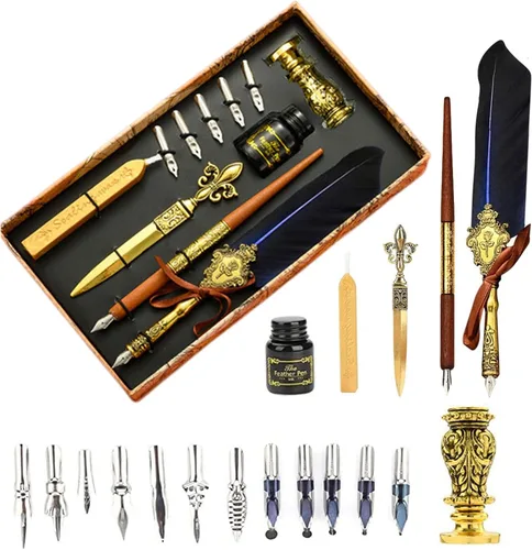 Miniatura 13 de Joyeee Juego de Plumas de Caligrafía, Juego de Pluma de Inmersión que Incluye Perlas de Cera de Sellado, Cuchara de Cera, Plumillas de Repuesto