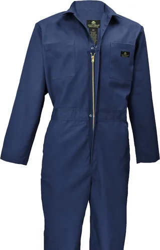 Miniatura 5 de Natural Uniforms Overol de sarga de manga larga con cremallera para hombre, resistente a las manchas y a las arrugas