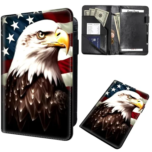 Miniatura 23 de Libros de mesero para camarera, cartera de cuero para camarero con cremallera, soporte para recibos, para camarero, camarero, accesorios