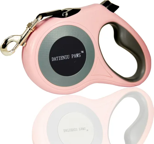 Miniatura 11 de Correa retráctil para perro, cinta de nailon fuerte de 16 pies, puntada reflectante para caminar por la noche, freno con una sola mano, mango Negro
