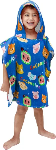 Jay Franco CoComelon Melon Poncho con Capucha para Baño/Piscina/Playa - Toalla de Algodón Súper Suave y Absorbente, Mide 28 x 28 Pulgadas (Producto