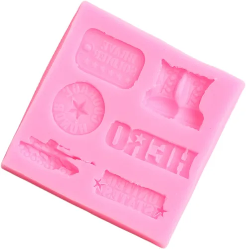 Miniatura 5 de Mujiang Soldier Hero Army Tank Moldes de silicona para pistola pistola granada fondant molde para decoración de pasteles, dulces, chocolate