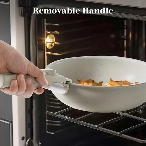 Miniatura 5 de Sweetcrispy Juego de 12 piezas de ollas y sartenes, juego de utensilios de cocina antiadherente de inducción con mango desmontable, apto