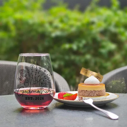 Miniatura 7 de EST 2026 - Regalos de copa de vino para madrina para mujeres, regalo de madrina por primera vez, regalo de anuncio de embarazo, regalos de bautismo
