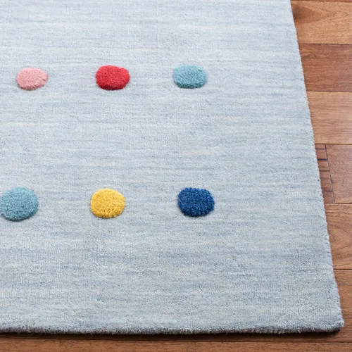 Miniatura 4 de SAFAVIEH Colección Kids - Alfombra decorativa de 3 x 5 pies, color gris, hecha a mano, de lana de lunares, ideal para zonas de alto tráfico