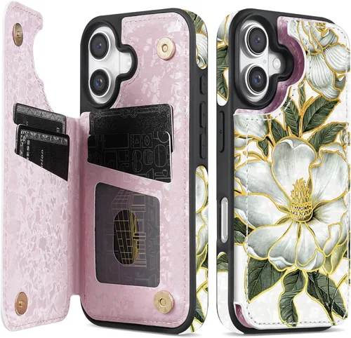Miniatura 8 de NNH Funda tipo cartera compatible con iPhone Xs Max con bloqueo RFID, ranuras para tarjetas, folio de piel sintética, función atril, doble cierre