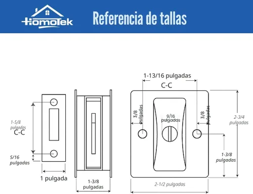 Miniatura 3 de HOMOTEK Cerradura de Puerta Corrediza de Privacidad con Tirador - Reemplaza el Hardware de Cerraduras de Bolsillo Viejas o Dañadas Rápida y Negro
