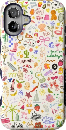 Funda Casely para iPhone 16 Plus | Todas Las Cosas Divertidas | Diversión en Días Laborables | Compatible con MagSafe | Diseño Protector Audaz
