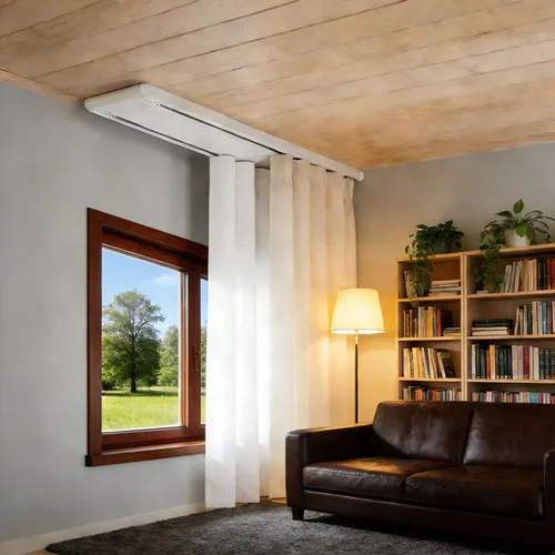 Juego de rieles de aluminio resistente para cortinas de 8.5, 8.9, 9.2, 9.5 pies, barra de montaje en techo de doble cortina, sistema de rieles Blanco