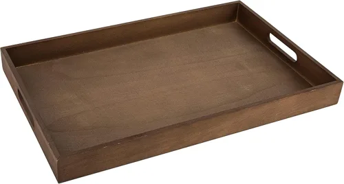 Miniatura 5 de Bandeja para servir de madera oscura con asas, bandeja de desayuno anidada, bandejas de baño y buffet para servir y organizar