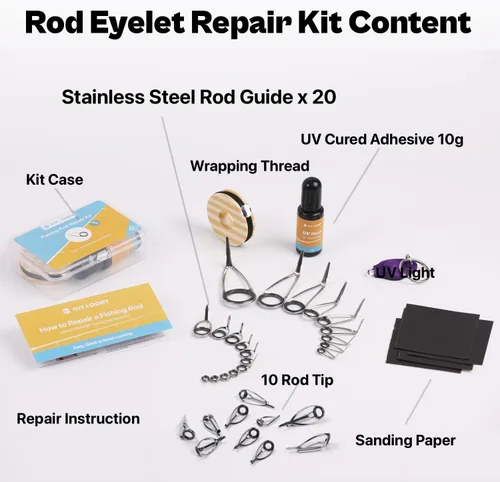 Miniatura 3 de OJYDOIIIY Kit completo de reparación de ojales de caña de pescar, kit de repuesto de ojos de caña de pescar de emergencia de fijación rápida