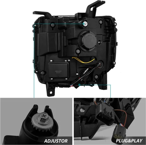 Miniatura 3 de AlphaRex serie luxx Alpha Negro Ajuste 14-18 GMC Sierra 1500/15-18 Sierra 2500HD/3500HD Faros delanteros LED DRL Tubo Proyector con luz de activación