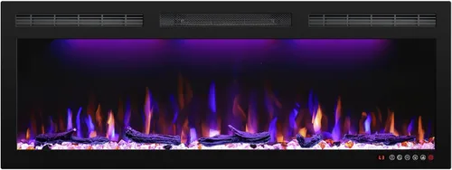 Miniatura 3 de Chimenea eléctrica Mystflame, chimenea empotrable o montada en la pared, chimenea lineal de marco delgado con opciones de madera y capa de cristal
