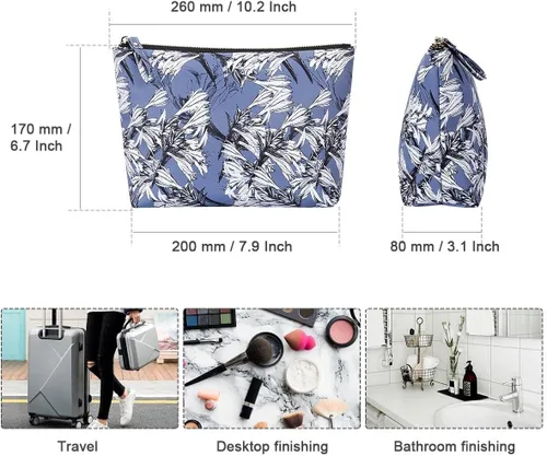 Miniatura 4 de Kamo Bolsas de maquillaje - Bolsa de cosméticos para mujer, bolsa con cremallera, organizador de cosméticos de viaje, bolsas de viaje para artículos