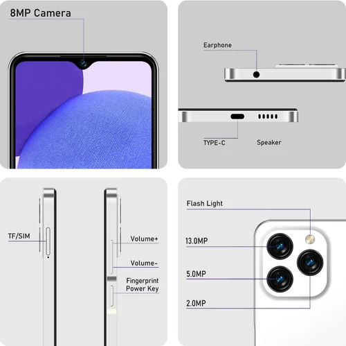 Miniatura 7 de KXD A07 - Teléfono celular desbloqueado Android 12, teléfonos inteligentes rápidos de 4500 mAh 10 W, 13 MP+8 MP, 6.52 pulgadas HD+, 4 GB + 64 GB/SD