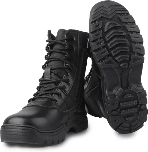 Miniatura 8 de Botas tácticas militares de combate para hombre, con cremallera lateral, botas de trabajo para el ejército y la policía, antideslizantes para tareas