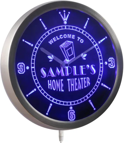 AdvPro ncph-tm - Reloj de pared LED de neón con letrero de cerveza, diseño de barra de nombre personalizado para cine en casa