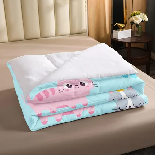 Miniatura 85 de Erosebridal Juego de ropa de cama para niños, tamaño individual, diseño de gatos de dibujos animados, para niñas, niños y adolescentes, edredón