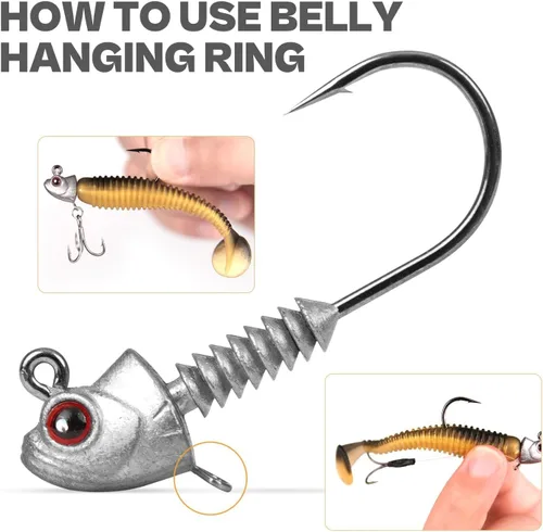 Miniatura 5 de Swimbait Jig Heads con soporte de cono apilado, minnow estilo ojo pesca jighead 3/16 1/4 3/8 1/2 oz (15 piezas)
