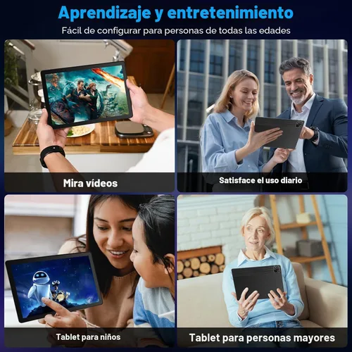 Miniatura 7 de Gleeso Tableta, tableta Android de 10 pulgadas, 30GB+128GB+2TB TF, 6200mAh, carga rápida de 15W, pantalla IPS HD 1280x800, WiFi 6, BT 5.4, cámara