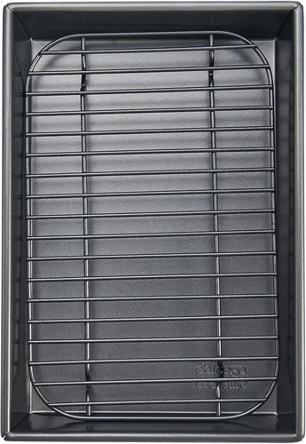 Miniatura 2 de Chicago Metallic Juego de Bandeja para Asar Pequeña con Rejilla, Bandeja Antiadherente para Hornear en Horno Tostador de 10x7 pulgadas, Perfecto