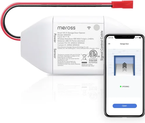 meross Abridor de Puerta de Garaje Inteligente WiFi con Control Remoto, Control por Aplicación, Funciona con Alexa, Google Assistant y SmartThings,