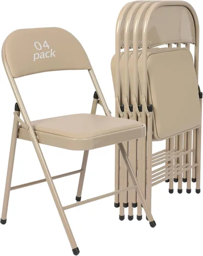 Miniatura 7 de Juego de 4 Sillas Plegables Tapizadas en Negro - Cómodas Sillas Apilables Portátiles para Interior y Exterior, Eventos, Fiestas, Oficina, Boda Negro