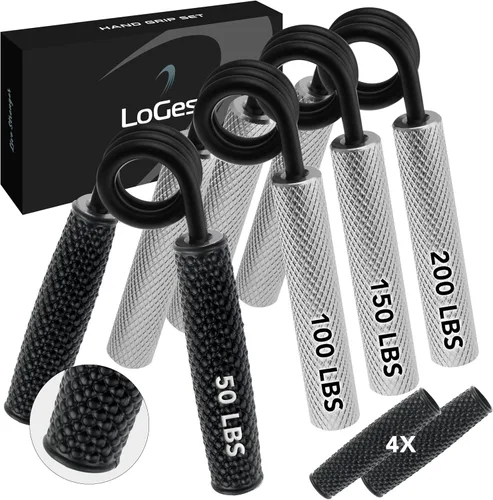 Miniatura 9 de Logest Juego de Agarre de Mano de Metal, 100LB-200LB Paquete de 3, 50LB-200LB Paquete de 4, Fortalecedor de Agarre Antideslizante de Servicio Pesado