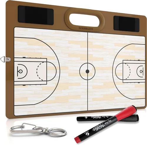 Miniatura 9 de Pizarra de baloncesto de borrado en seco para entrenadores de 15 x 10.5 pulgadas, equipo de pizarra blanca de doble cara, incluye 2 marcadores