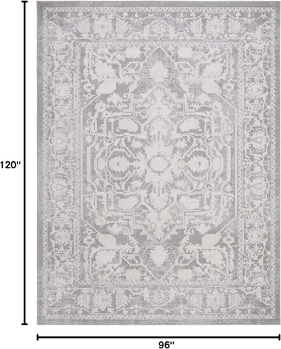 Miniatura 2 de Safavieh Reflection Collection RFT665C - Alfombra de 8 x 10 pies, gris claro y crema, bohemio, desgastado, no se desprende, de fácil cuidado
