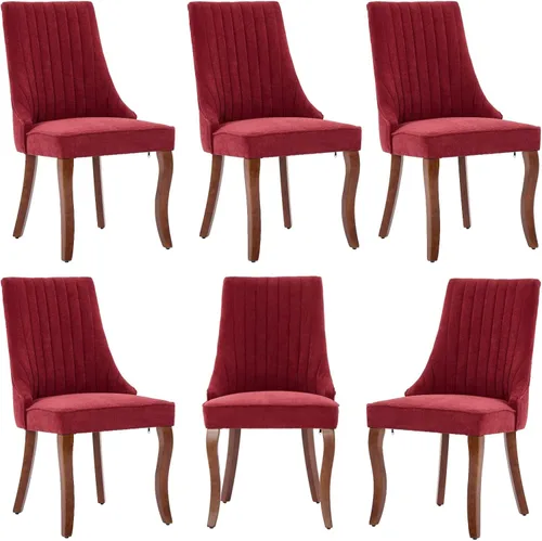 Miniatura 20 de Juego de 2 sillas de comedor, cómodas sillas decorativas tapizadas en tela para cocina y sala de estar, sillas de comedor con acolchado acanalado