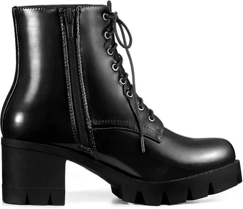 Miniatura 6 de Allegra K Botas de combate con plataforma y tacón grueso para mujer