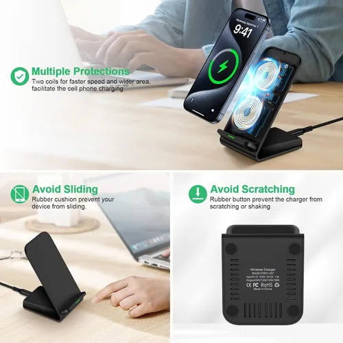Miniatura 3 de Cargador inalámbrico Android Samsung para Samsung Galaxy S25FE S25 Plus S25 Edge S25 Ultra S24FE S23 S22, soporte de cargador de teléfono