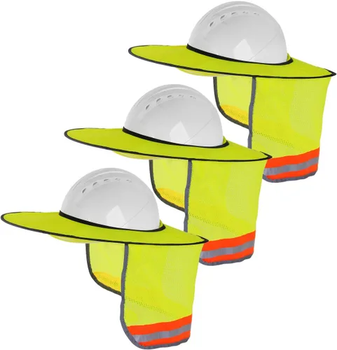 Miniatura 10 de Paquete de 2 parasoles para casco duro, protector solar de malla con ala completa para cascos duros, alta visibilidad, reflectante