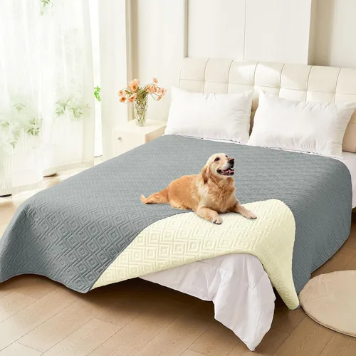 Miniatura 63 de hyha Manta impermeable para perro, manta suave para cama de perro, manta para mascotas, funda de sofá impermeable lavable para perros, fundas Gris