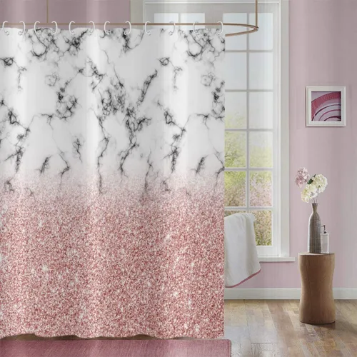 Miniatura 14 de Cortina de ducha con diseño de mármol verde, verde azulado y blanco degradado, moderna, abstracta, de lujo, ondas, decoración del hogar, tela Nuevo