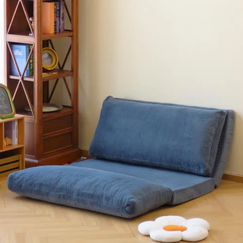 Miniatura 2 de N&V Sofá Cama de Bolsa de Frijoles Plegable, Colchón de Espuma Plegable, Incluye Funda Desmontable y Lavable a Máquina, Suave Forro de Pelo Azul