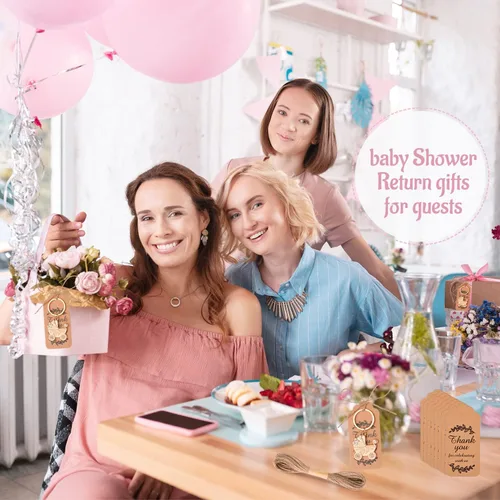 Miniatura 8 de 50 llaveros con forma de carro de bebé para baby boy o chica, decoración de fiesta de revelación de género, premios de juegos, regalos, decoración