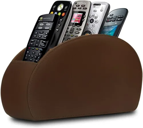 Miniatura 13 de Soporte de cuero para control remoto con 5 compartimentos, caja de almacenamiento/bandeja para control remoto de TV, organizador de escritorio