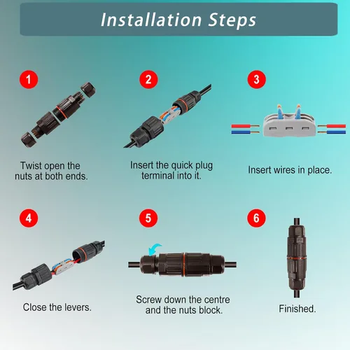 Miniatura 3 de Interruptor en línea de 5 pies y 12 V IP68 impermeable, interruptor de palanca de encendido/apagado para exteriores con caja de conexiones