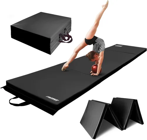 Miniatura 8 de RitFit Upgraded Folding Exercise Mat, 2 Inch Thick Gymnastics Mat 3’x6’,4’x8’,4x10’,2'x8' with Carrying Handles for Yoga, MMA, Stretching, Core Azul