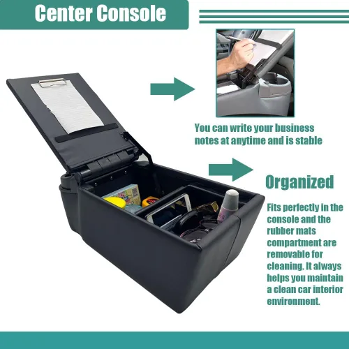 Miniatura 2 de Organizador y Almacenamiento Universal para Asiento/Banco de Camión, Consola Central para Contratistas, con Portavasos Ajustables, Tablero de Clips